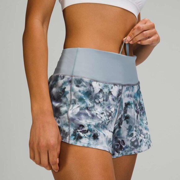 Lululemon Speed Up Mid-Rise Short 3" Lined Kaleidofloral Multi Blue Cast - Picture 1 of 14